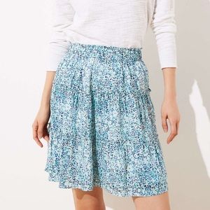 New! Loft plus size blue wildflower tiered skirt